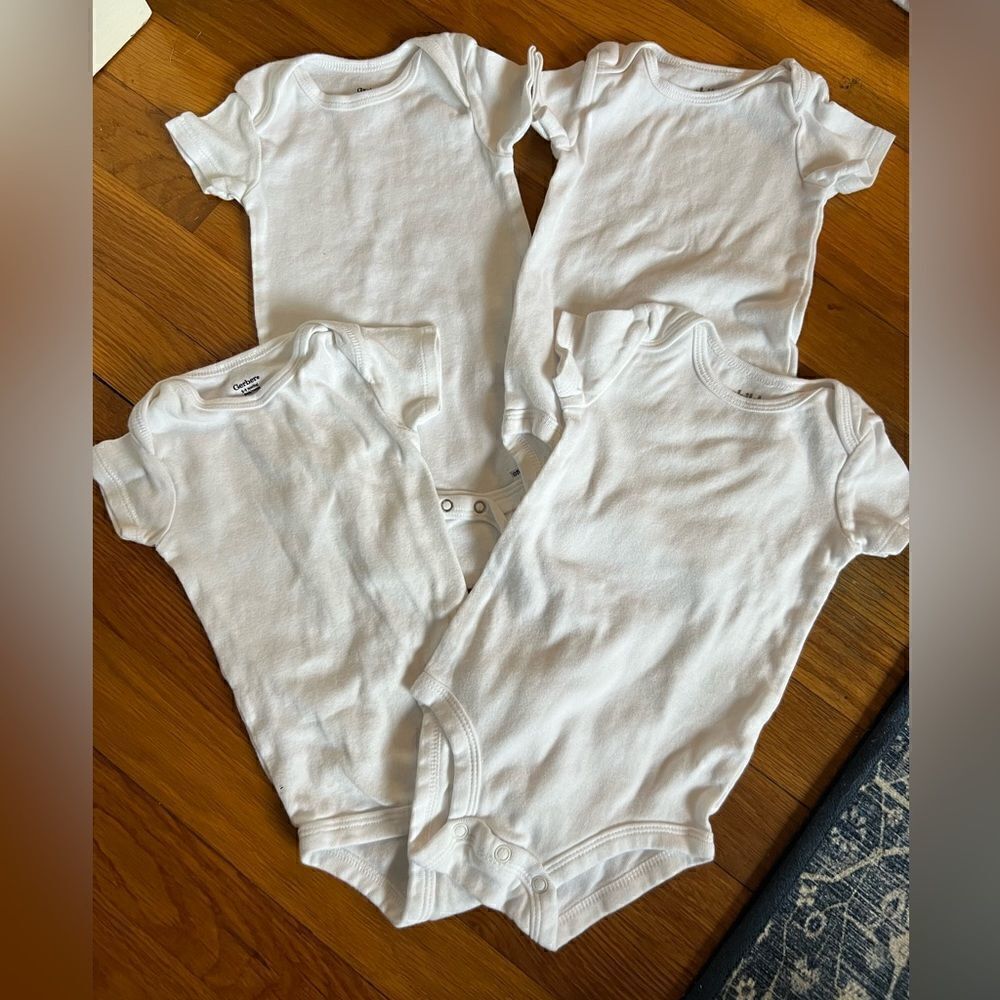 4pk white bodysuits 